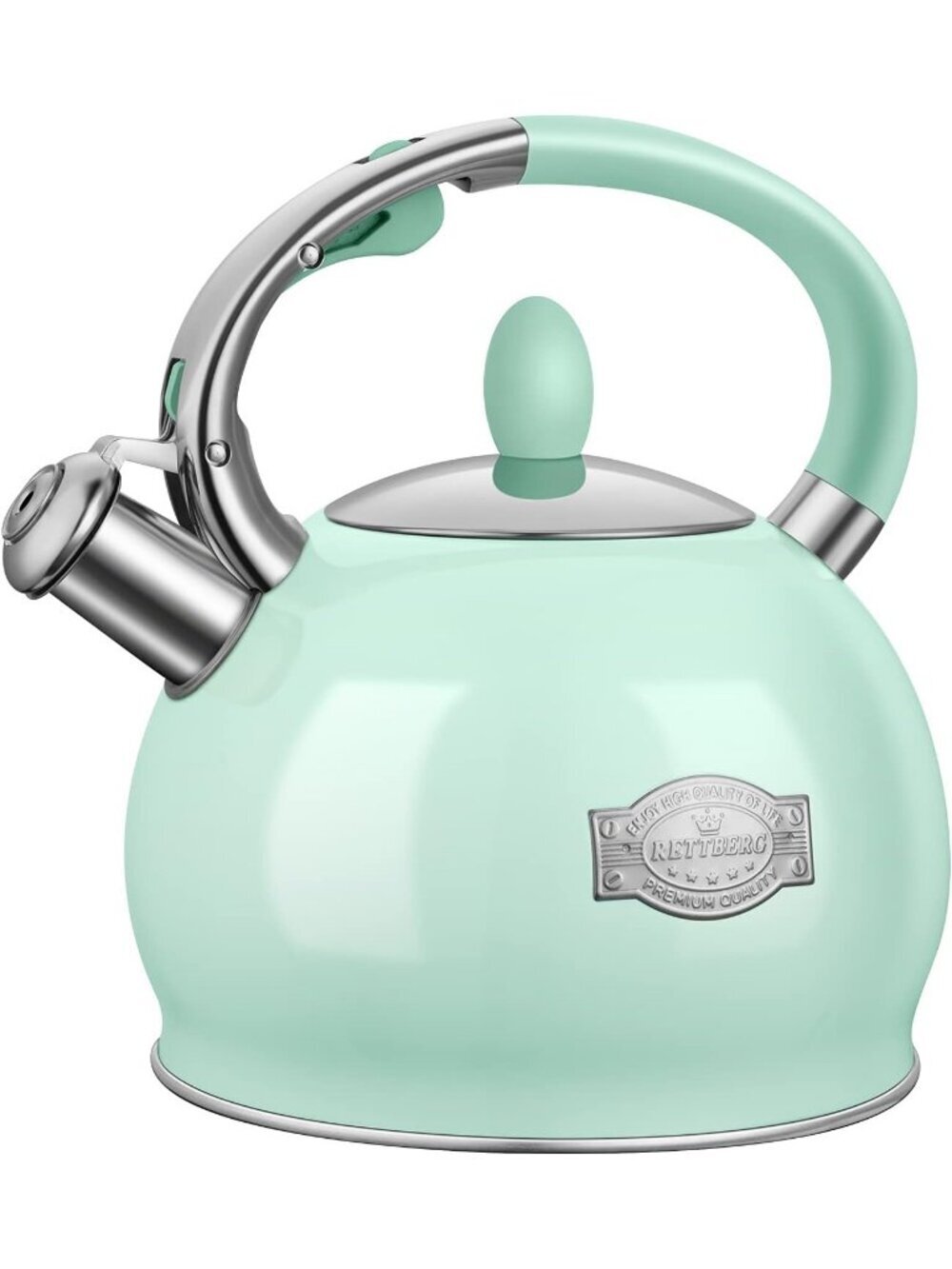 Mint Green Whistling 2.64QT Stainless Steel with Cool Touch Handle Teakettle